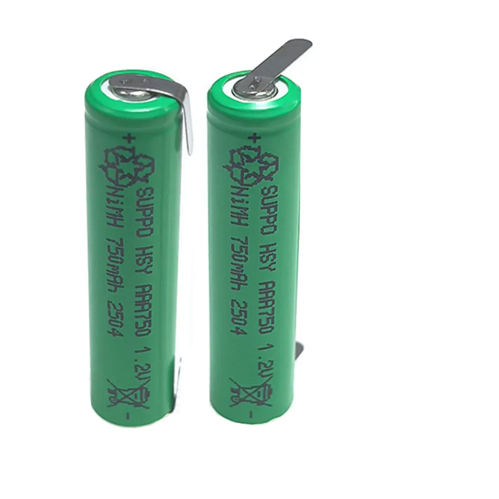 1.2V HSY-AAA0.75-PHP NiMH 1200mAh 750mAh With Solder Pins Battery For Braun Electric Hair Clipper HC5010 HC5050 HC5030 14*42mm