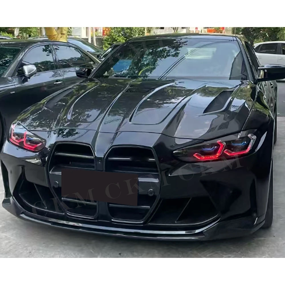 

CKMUUER для BMW 3 серии G80 M3, 4 серии G82 G83 M4 2021+ Комплект обвесов для автомобиля, глянцевый черный передний бампер, сплиттер-спойлер из ABS-пластика
