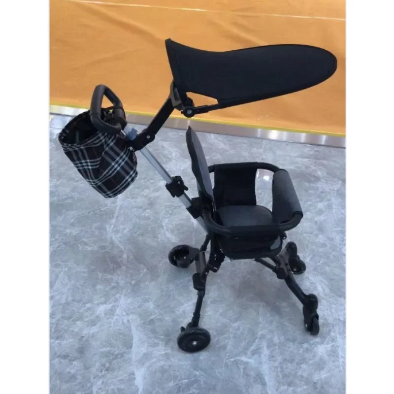 

The baby-walking artifact trolley can fold four-wheeled baby travel stroller with two-way high view.