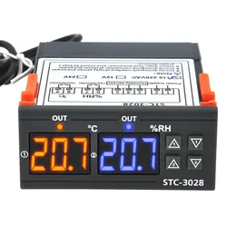 STC-3028 Dual Digital Thermostat Temperature Humidity Control Thermometer Hygrometer Controller AC 110V 220V DC 12V 24V 10A