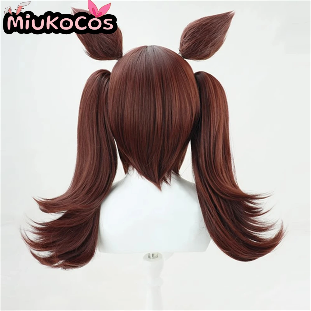 متوفر في المخزون هيشيشي أكيبونو شعر مستعار تأثيري مع آذان وذيل MiukoCosplay لعبة Umamusume: جميلة ديربي تأثيري #2