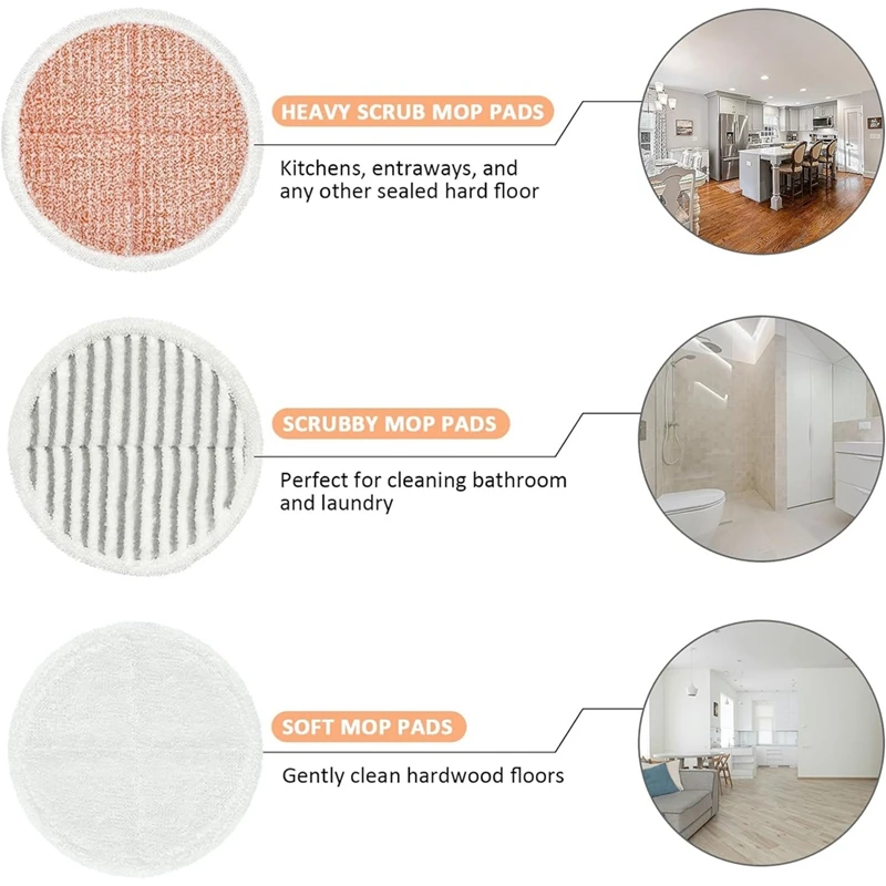 Almofadas de esfregão lavável substituição, esfregão lavável, espanador Spinwave, 2124, 2039, 2037, série 2039A, esfregão de piso duro, 10pcs