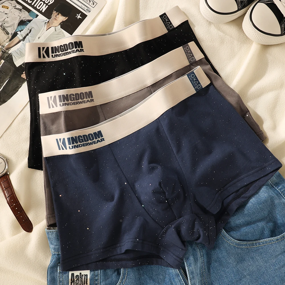 

3PCS/Pack Fashion Starry Sky Print Underwear for Man Hygroscopic Breathable Mesh Crotch Underwear High Elastic Waistband Boxers