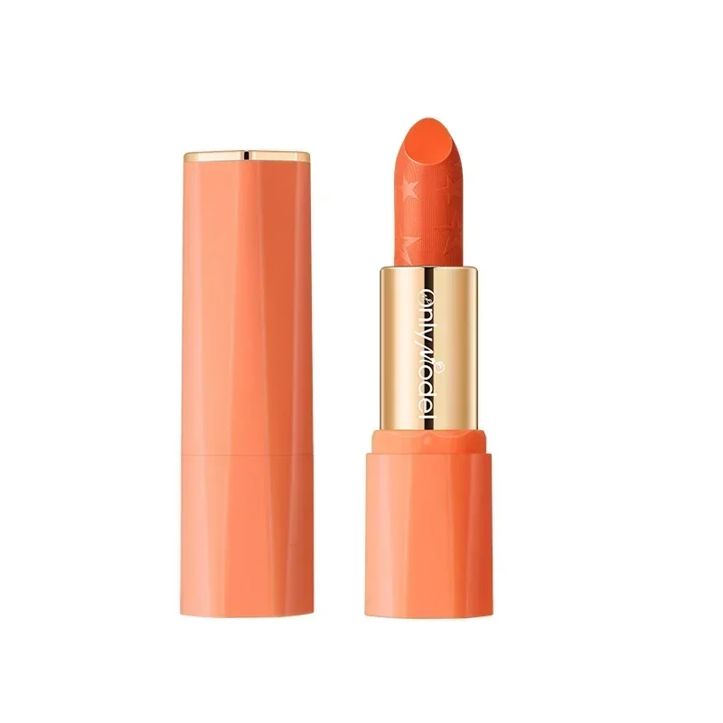 Lápiz labial de Color naranja, esmalte de labios mate, suave y sedoso, no es fácil de decolorar, brillo de labios de larga duración, maquillaje cosmético Sexy para mujer