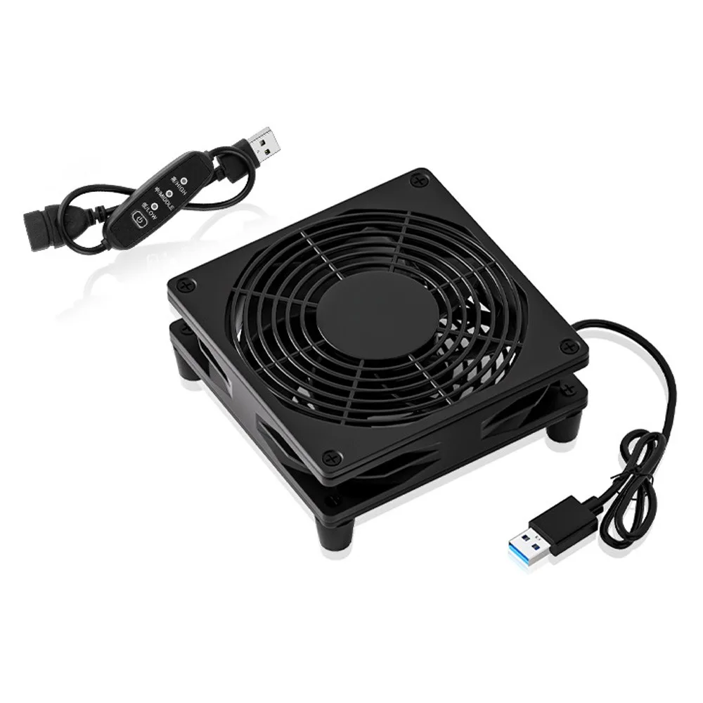 1Pcs 120Mm 5V USB Router Cooling Pad 3 Speed Adjustable Non Slip Ventilated Router Cooling Fan Speed Controller