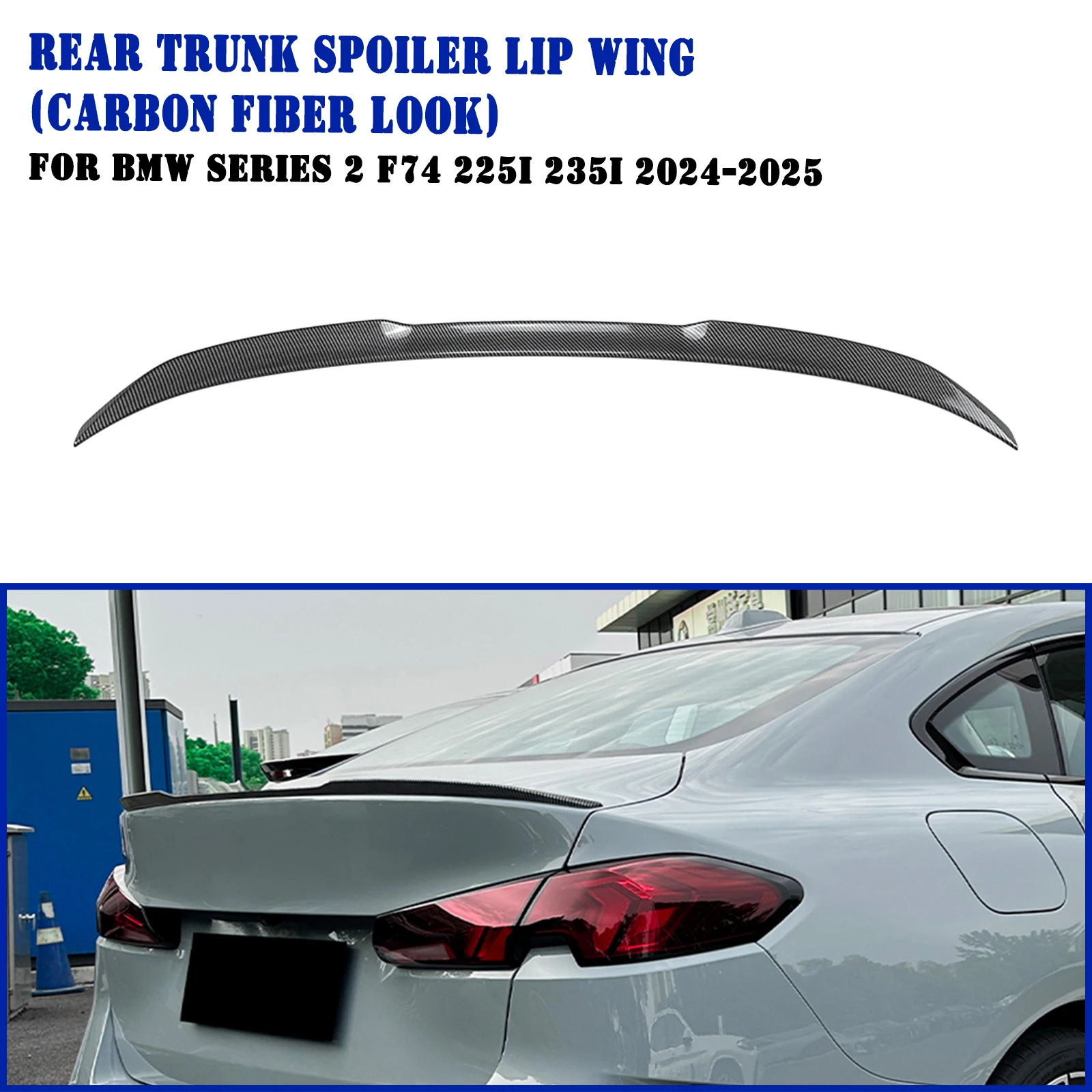 For BMW 2 Series F74 225i 235i 2024 MP Style Car Rear Trunk Lid Spoiler Tail Extension Wing Flap Lip Decklid Tail Trim Boot Lip 2