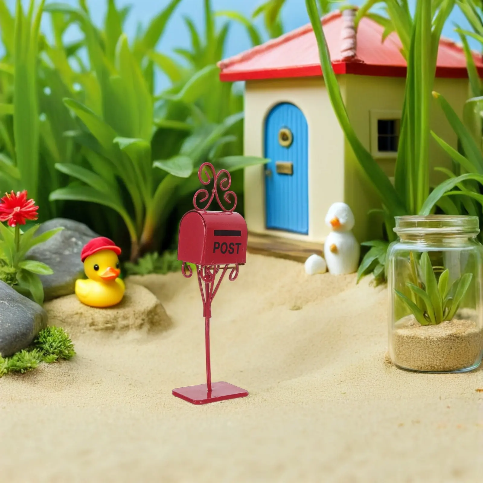 

Миниатюрный почтовый ящик для кукольного домика, ретро-декор, красный винтажный почтовый ящик, аксессуар для игрового домика и сада