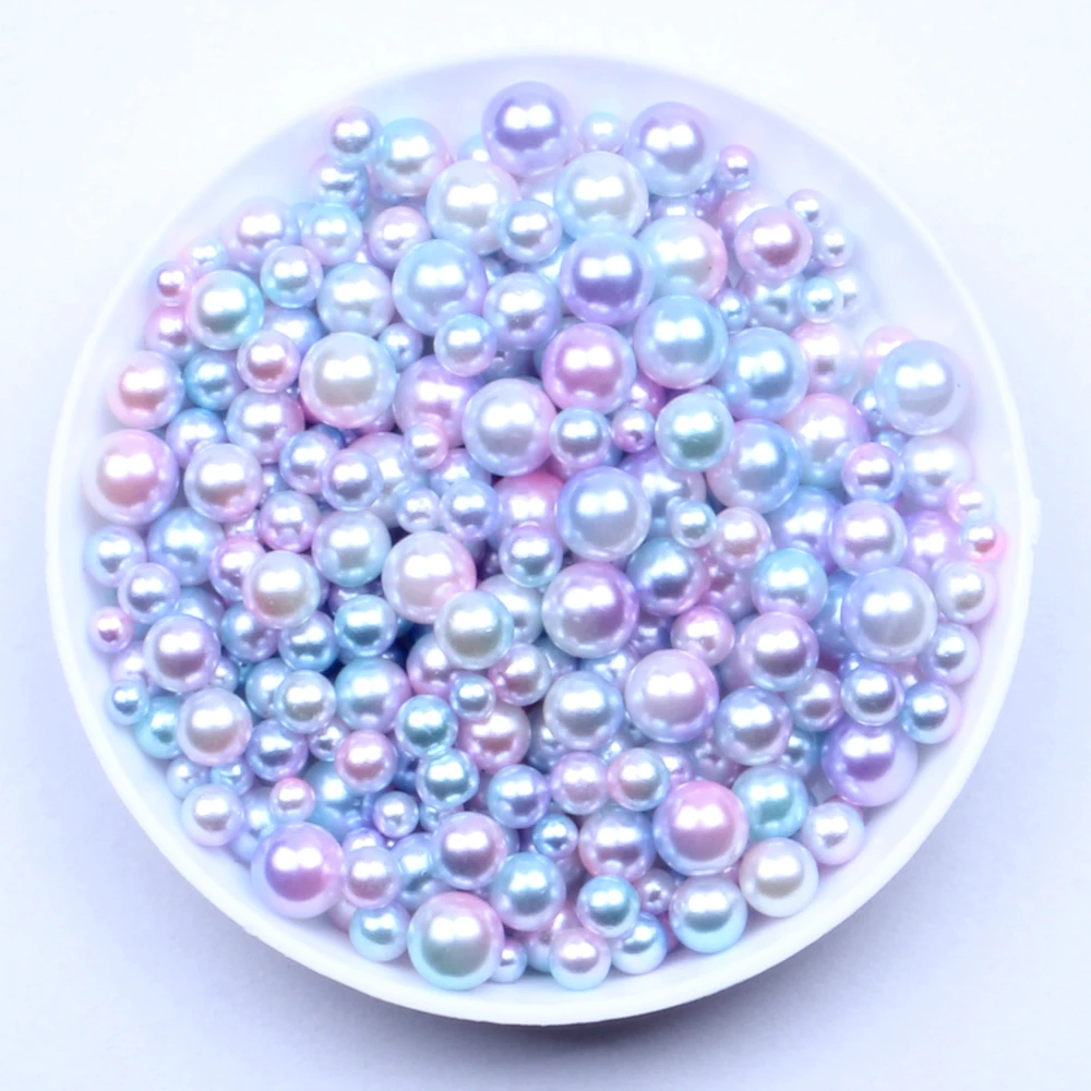 No Hole Round Pearls RainBow Color 4mm 10000pcs Imitation Pearls Craft Wedding Dresses DIY Jewelry Nail Art Decorations