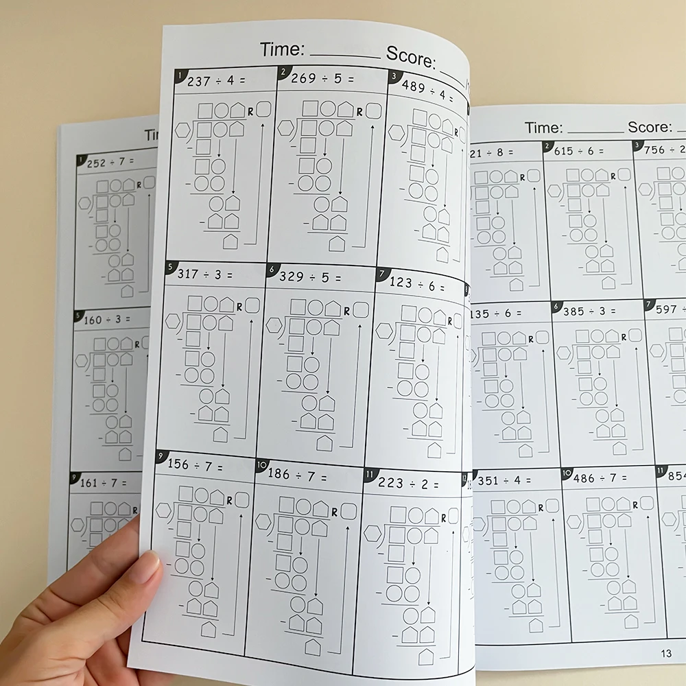 Arbeitsbuch für lange Rechnungen in Mathematik für Kinder, zum Erlernen von Mathematik, Arithmetik, pädagogisches Übungsbuch, Testbücher für den Homeschool-Unterricht – Detail 6