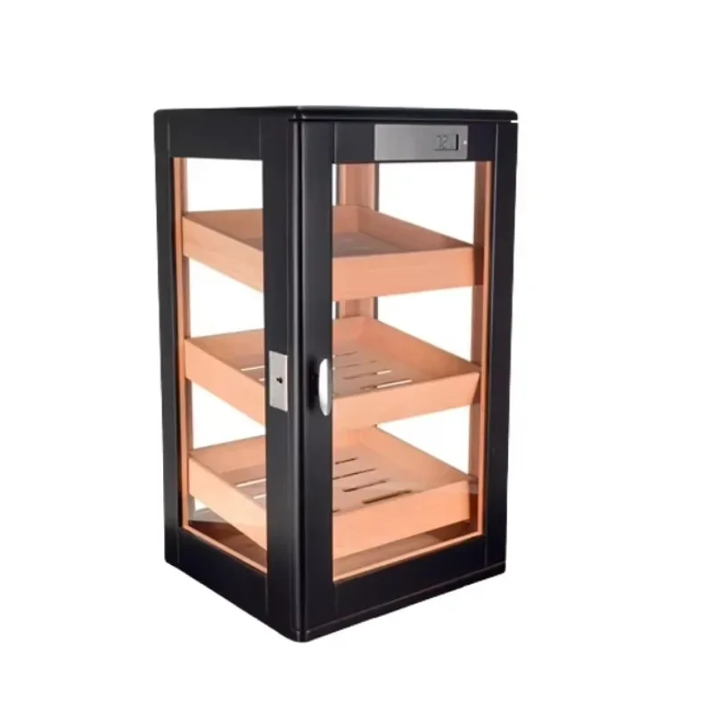 Wooden Cigar Cabinet 3 Tray with Electronic Hygrometer Display Case Cigar Cabinet Wooden Cigar Box