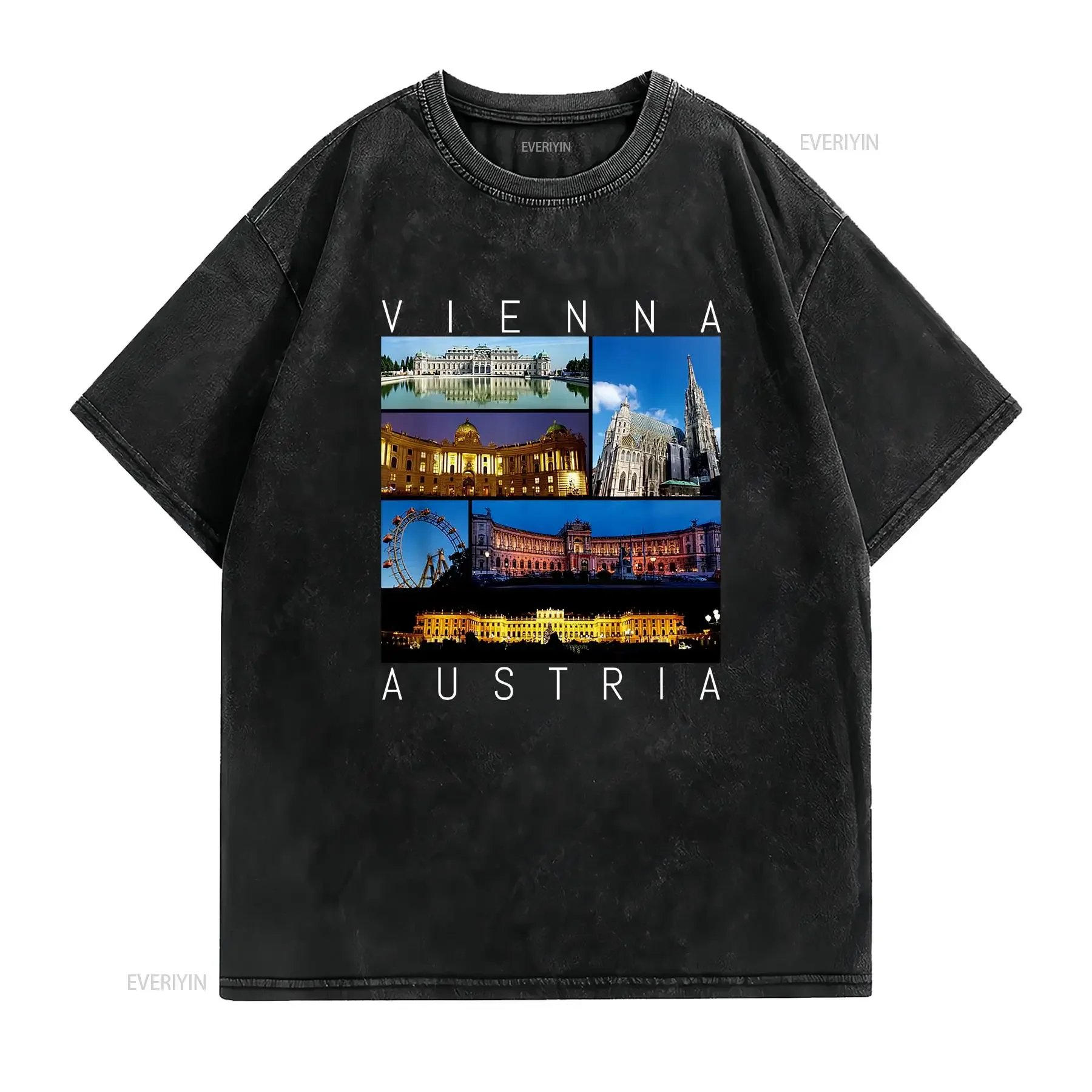 Vienna Austria T Shirt famous sights gallery Souvenir vintage Washed Top For Everyday Wear designer clothes Stretched vintage