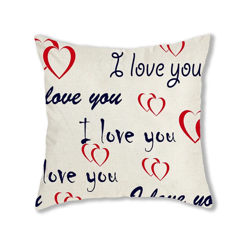 Modern Red Heart Pillow Case Valentine's Day Cotton Linen Decorative Pillowcase for Pillow Bedroom Sofa Bed Chair Pillow Cover