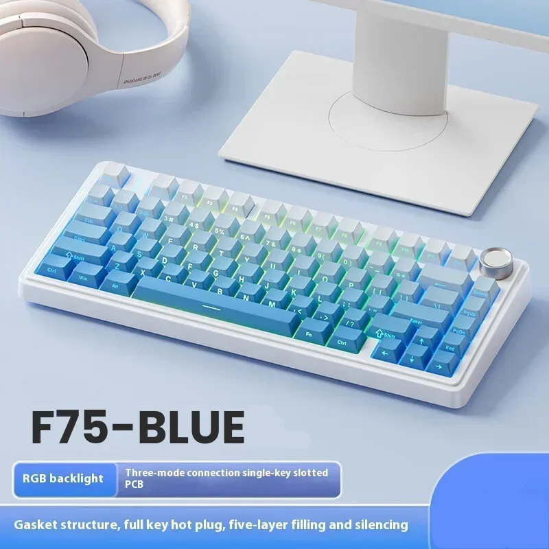 Imagem -03 - Teclado Mecânico Personalizado Rgb Bluetooth sem Fio 75 Layout Layout 2.4g 2.4g Estrutura de Junta de Perfil Oem Aula-f75