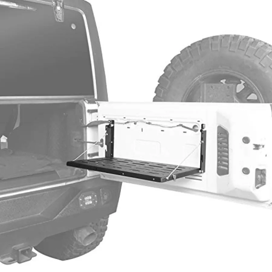رف شحن معدني قابل للطي مع رف تخزين لـ 20072018 Jeep Wrangler JK وطاولة الباب الخلفي غير المحدودة للاستخدام الخارجي المتين