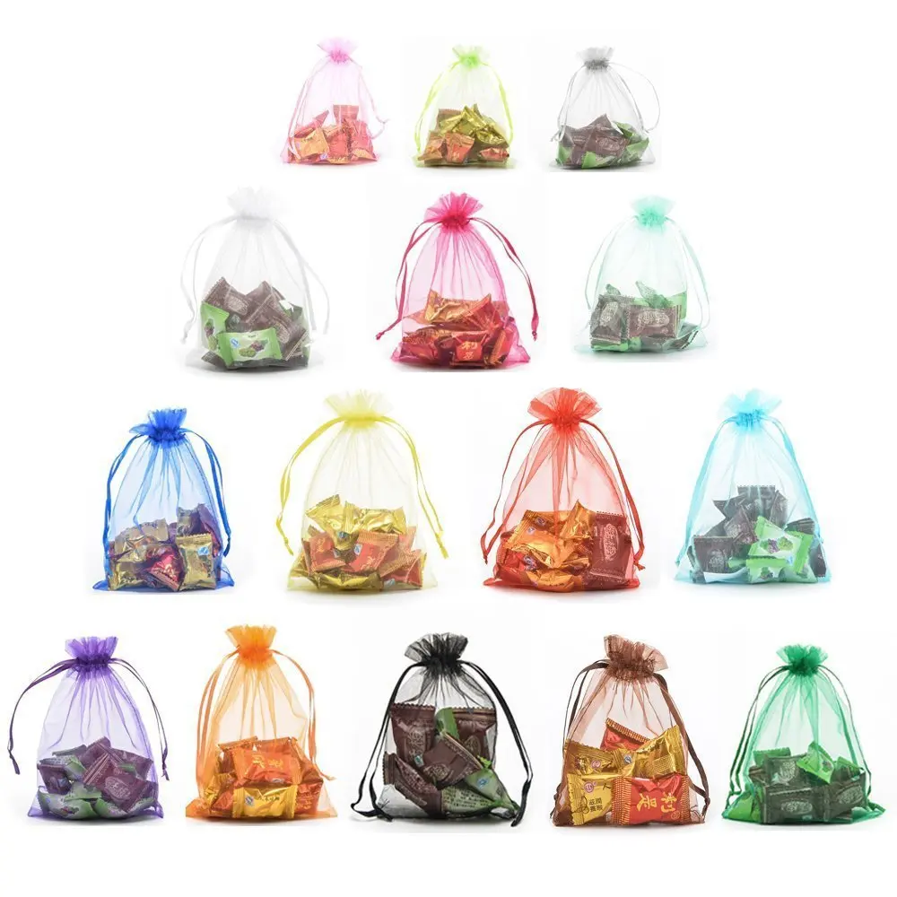 10pcs/lot (9 SIZE) Organza Gift Bags Jewelry Packaging Bag Christmas Wedding Party Candy Chocolate Pouches Drawable Gifts Bag