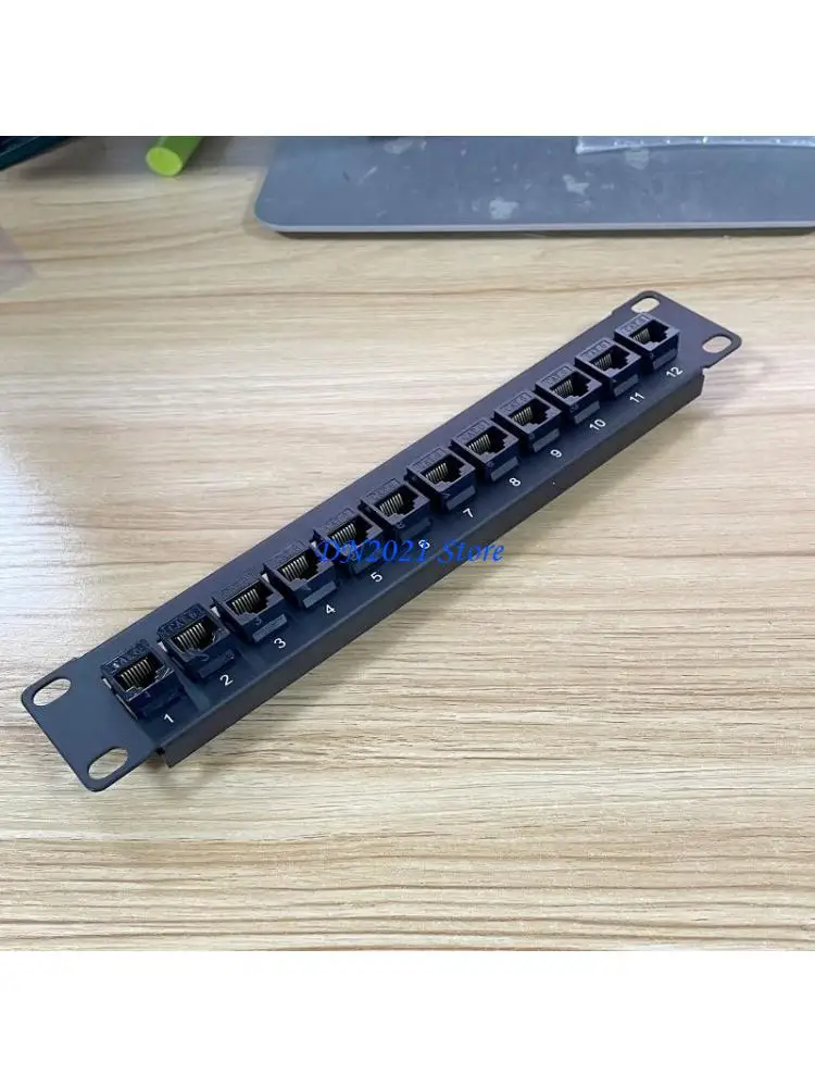 F3KE 12 Port CAT6 RJ45 Pass-Thru Patch Panel with Mounting Bracket for Keystone Jacks