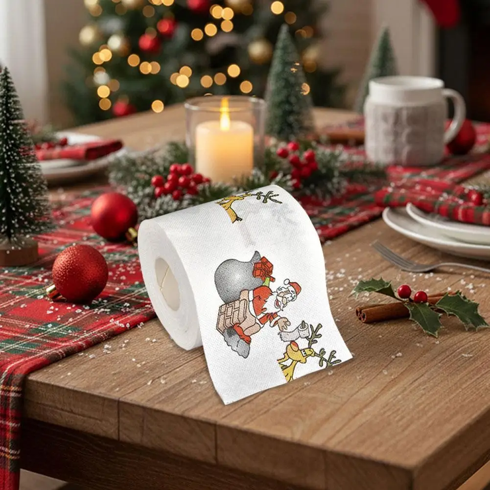 

С Рождеством Рулон туалетной бумаги Домашний Санта-Клаус Ванна Рулон туалетной бумаги Рождественские принадлежности Рождественский рулон салфеток Дом Новый год
