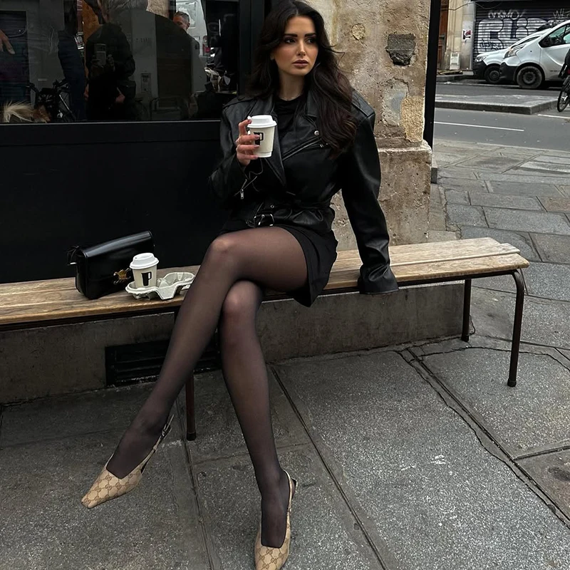 

1pair 40D Trendy Nude/Black Tights Pantyhose for Women Sheer Tights Tummy Control Stockings with Resistant Toe Pantyhose