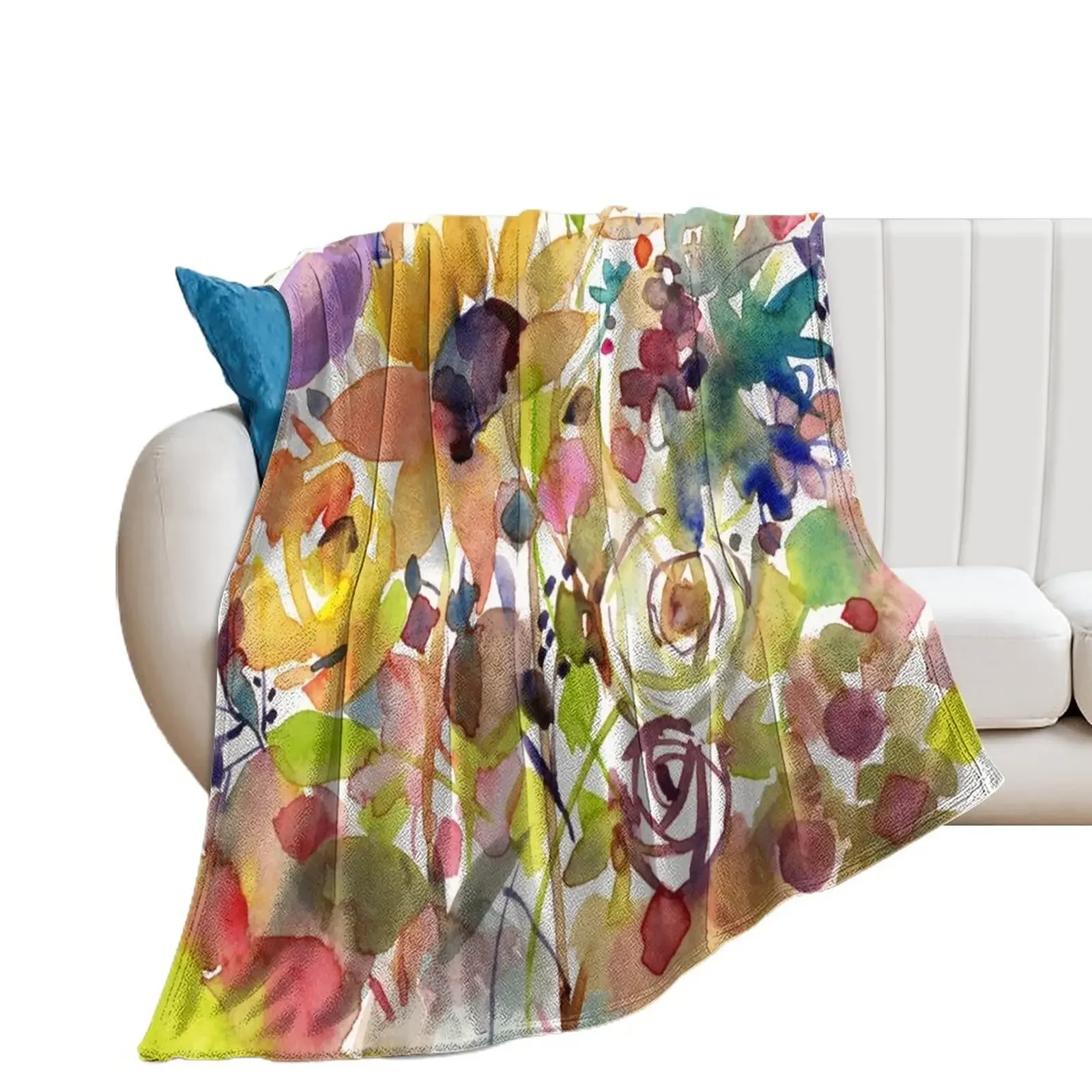 

Floral Meadow with Garden Sunflower Throw Blanket Decorative Beds For Decorative Sofa Decoratives Blankets