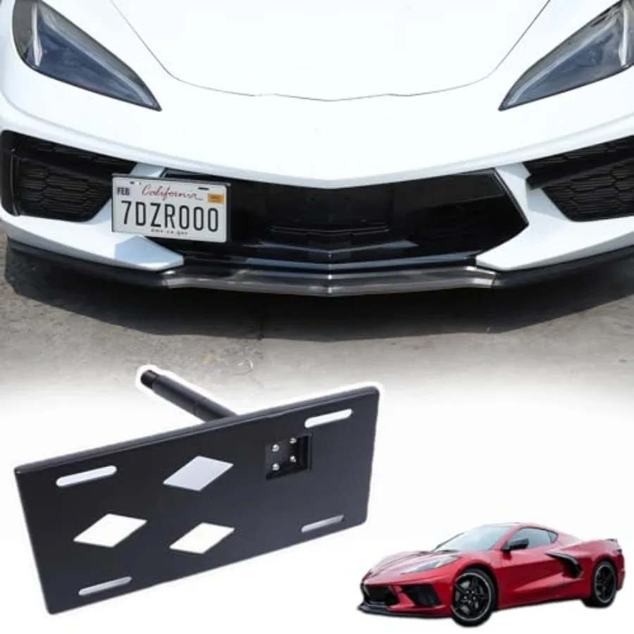 

Car Front Bumper Tow Hook License Plate Holder Bracket for Chevrolet Corvette C8 2020-2025 No Drill Tow Front Bumper Tow Hole H