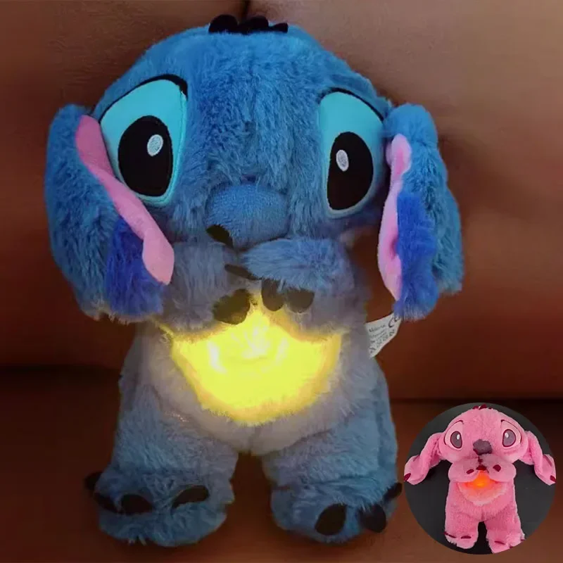 New Stitch Plush Doll Breath Child Peluche Lilo&Stitch Kawaii Soothes Toy Anime Baby Music Light Sleep Toys Model Kid Gift