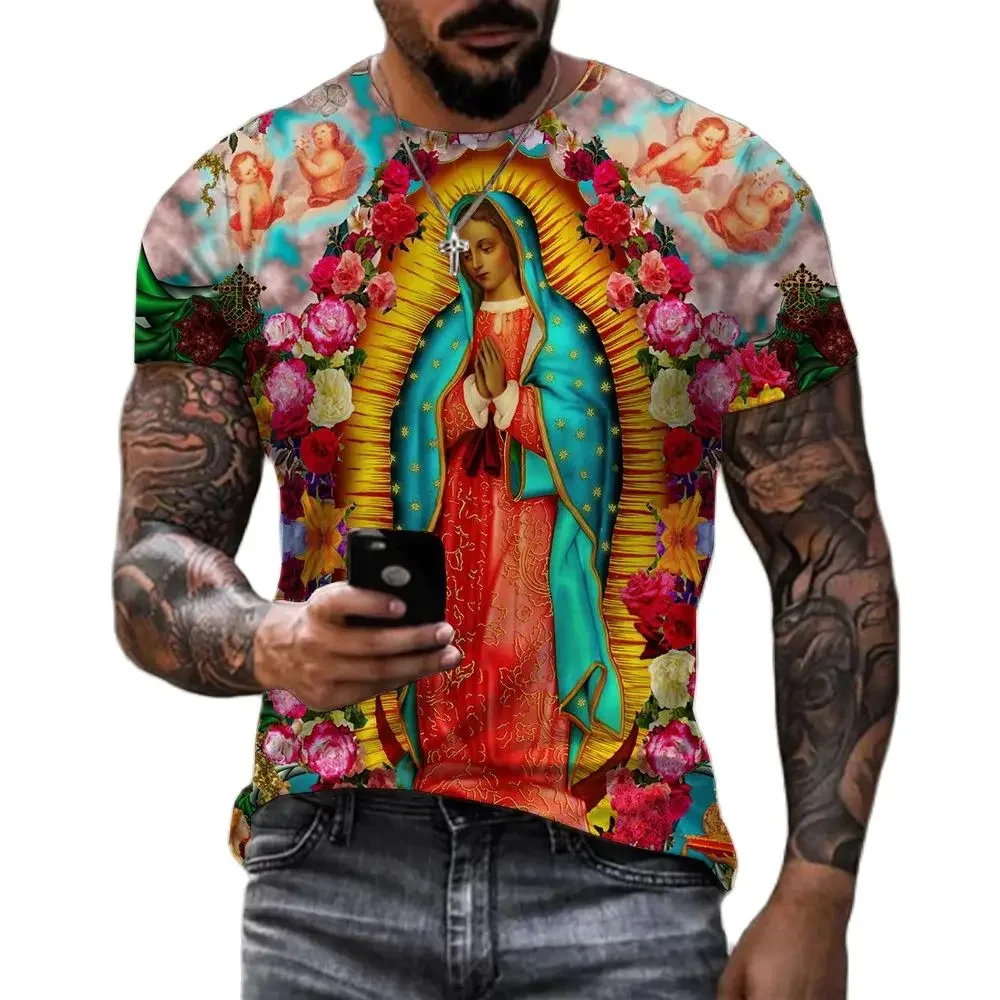 Men Women 2024 High Quality Guadalupe Virgin Mary Catholic Cosplay 3D Printed T-shirt Unisex Fashion Casual Oversized Tops