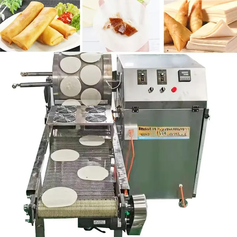 Pancake Making Machine Tortill Maker Roll Wrapper Maker Dough Pastry Sheet Machinery Automatic Spring Roll Machine