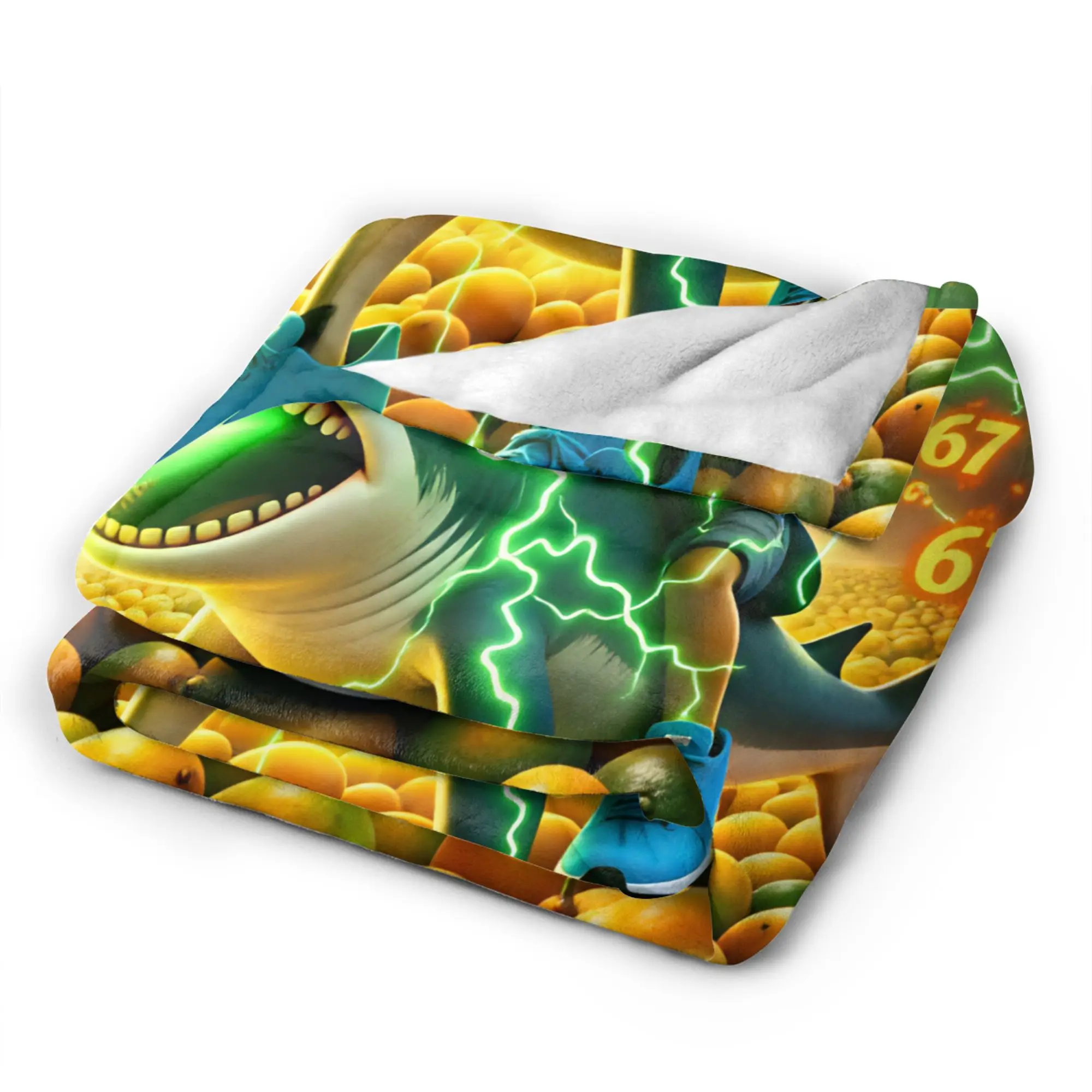 Tung Tung Sahur 67 Sigma Shark Laser Eyes Meme Blanket Winter Soft Bedding Throws Girl Home Decor Flannel Bedspread Bed Cover