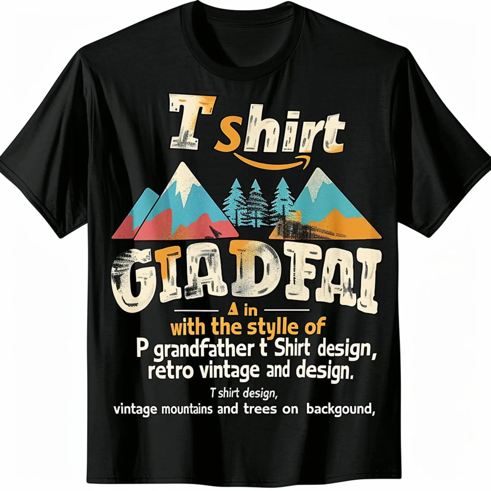 

Vintage T Shirt: Design Retro Mountains & Trees Black Tee