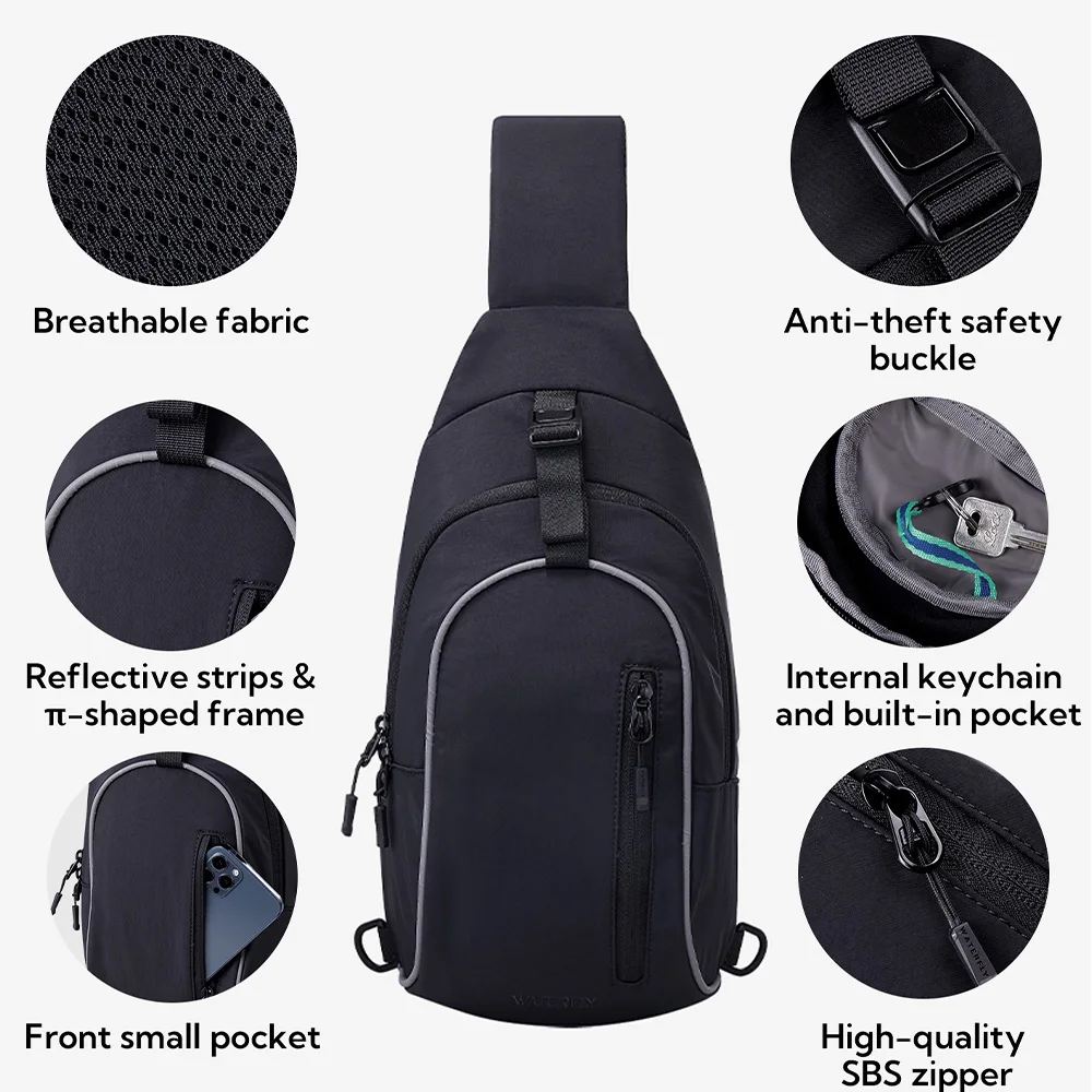 WATERFLY Crossbody Sling Sırt Çantası tek kollu çanta Yürüyüş Seyahat Crossbody Çanta Kadın Erkek Göğüs Çantası Sırt Çantası Moda omuzdan askili