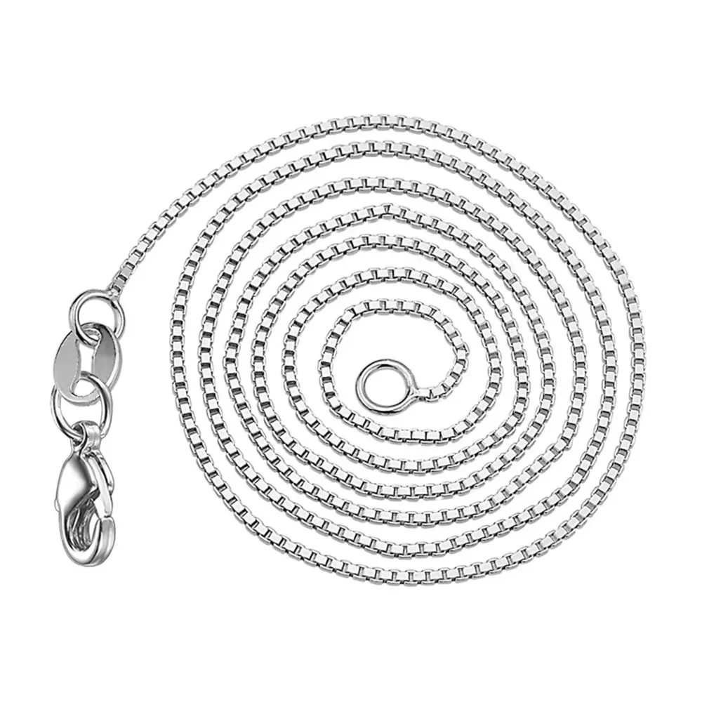 925 Box Chain Necklace for Women Electroplated Copper Geometric Pendant Adjustable Length Fresh Sweet Korean Style White Gold Ro