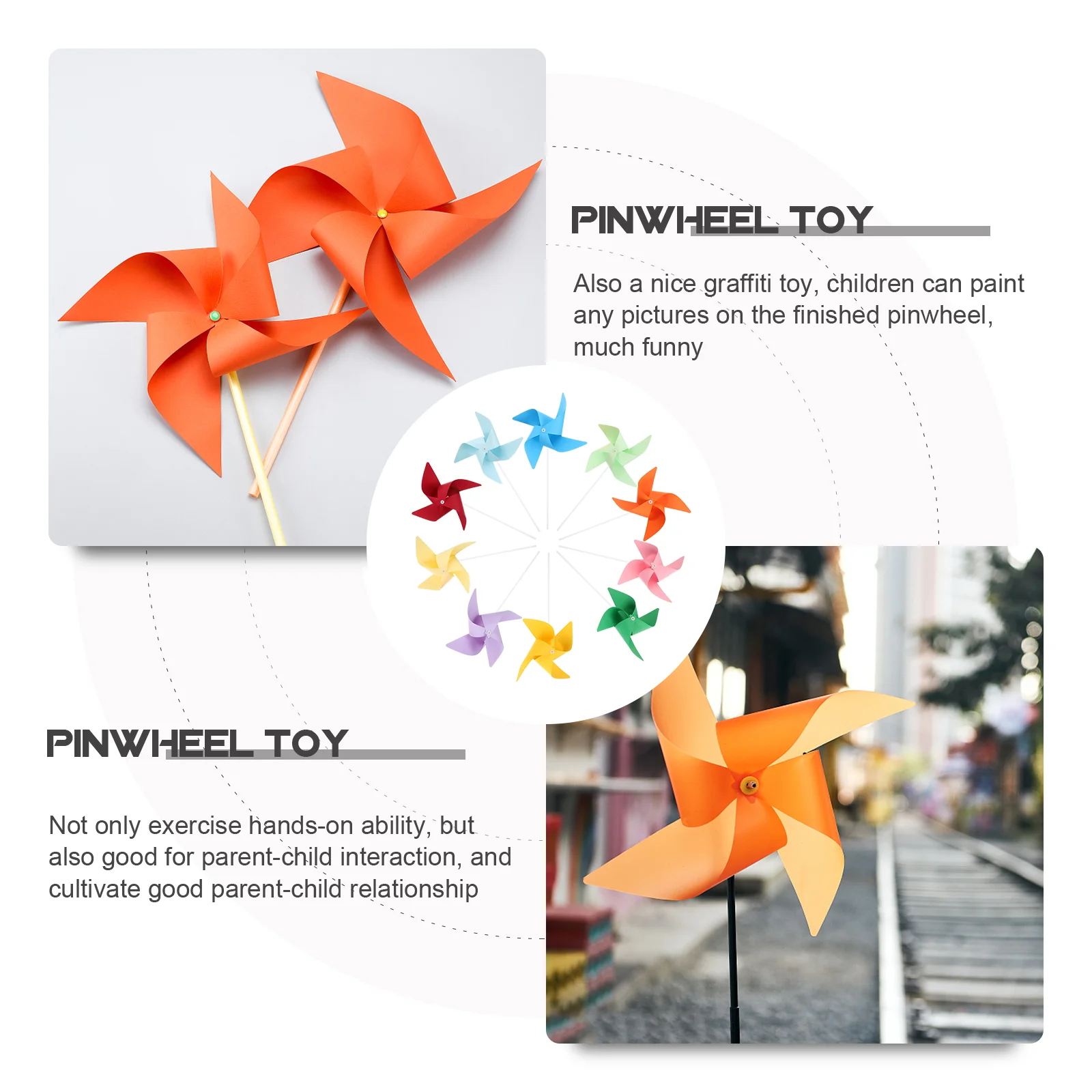 12-delig papier windmolen speelgoed kinderen ambachten spelen graffiti DIY vuurraderen kit plastic kinderen schilderen