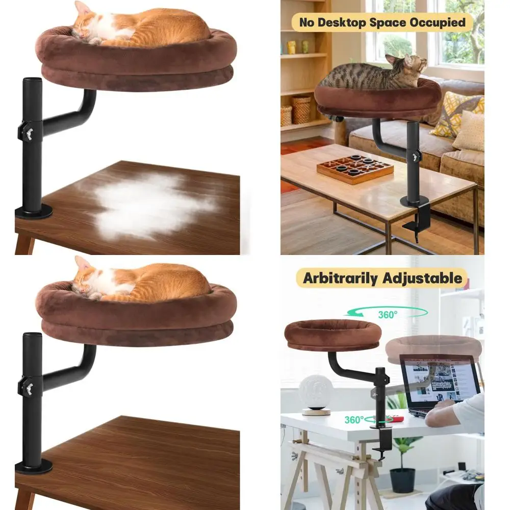 

Adjustable and Rotatable Kitten Bed for Desk, Keeps Pets Close and Workspace Clear, Unheated Brown, 18.5 L x 17.5 W x 17.5 H