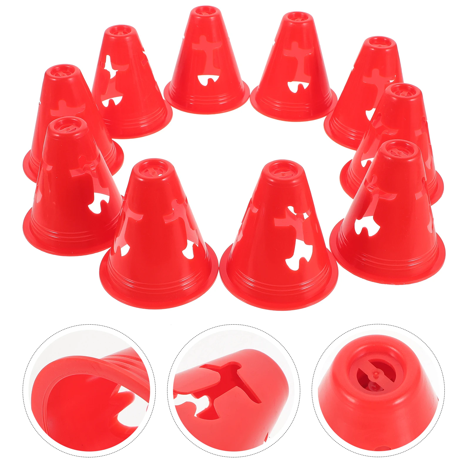 

10 Pcs Training Logo Barrels Practice Cones Sports for Drills Mini Red Soccer Fitness