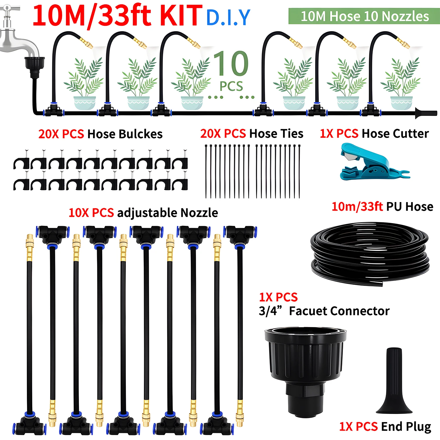DIY Free Bending Universal Spray Kit für Gewächshaus Garten Blumen Pflanze Bewässerung Bewässerung Terrasse Beschlagen Kühlsystem