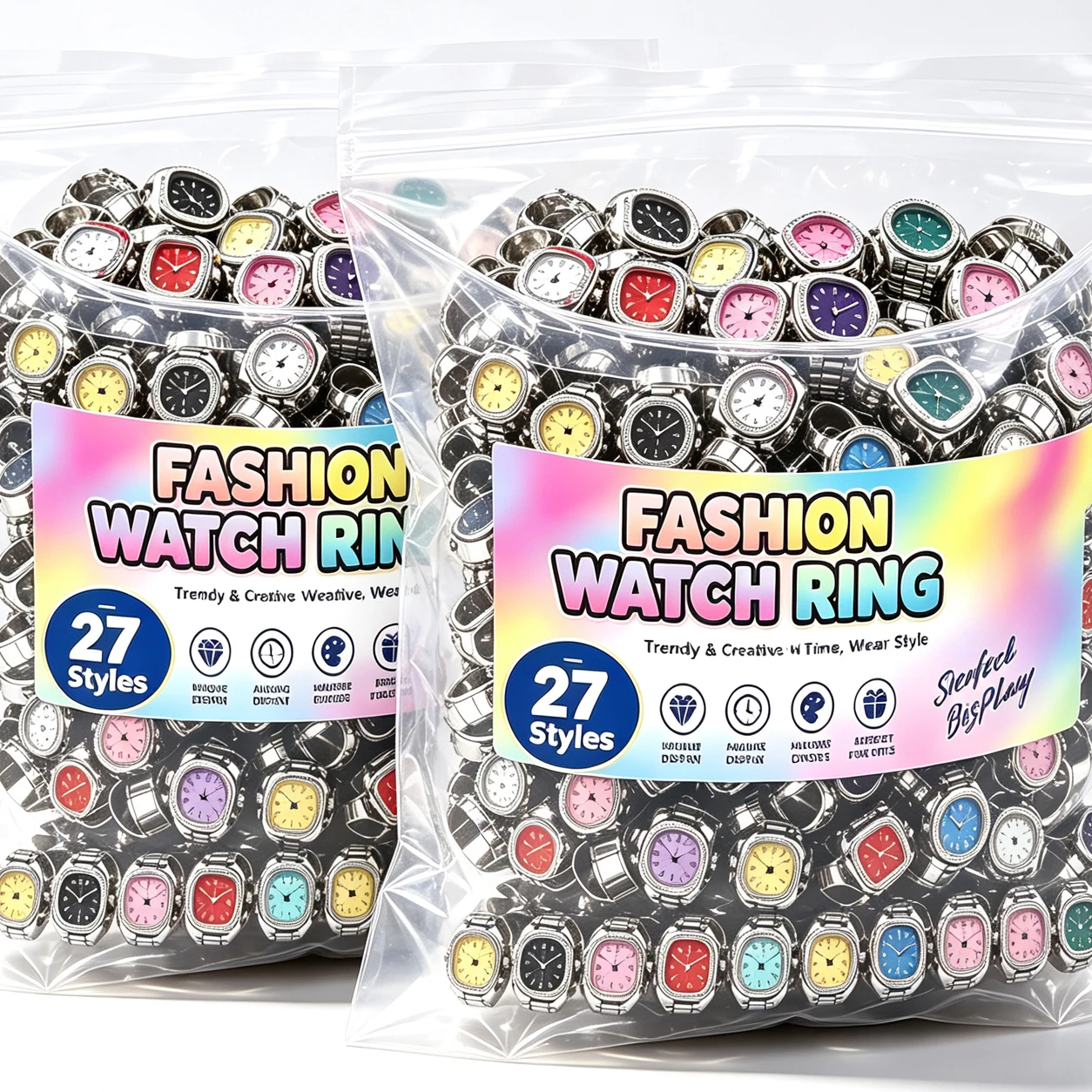 Fashion Watch Ring Y2K Punk Quartz Finger Watch Unisex Elastic Design Nostalgic 80s Style Jewelry Women Couples Trendy Accessory