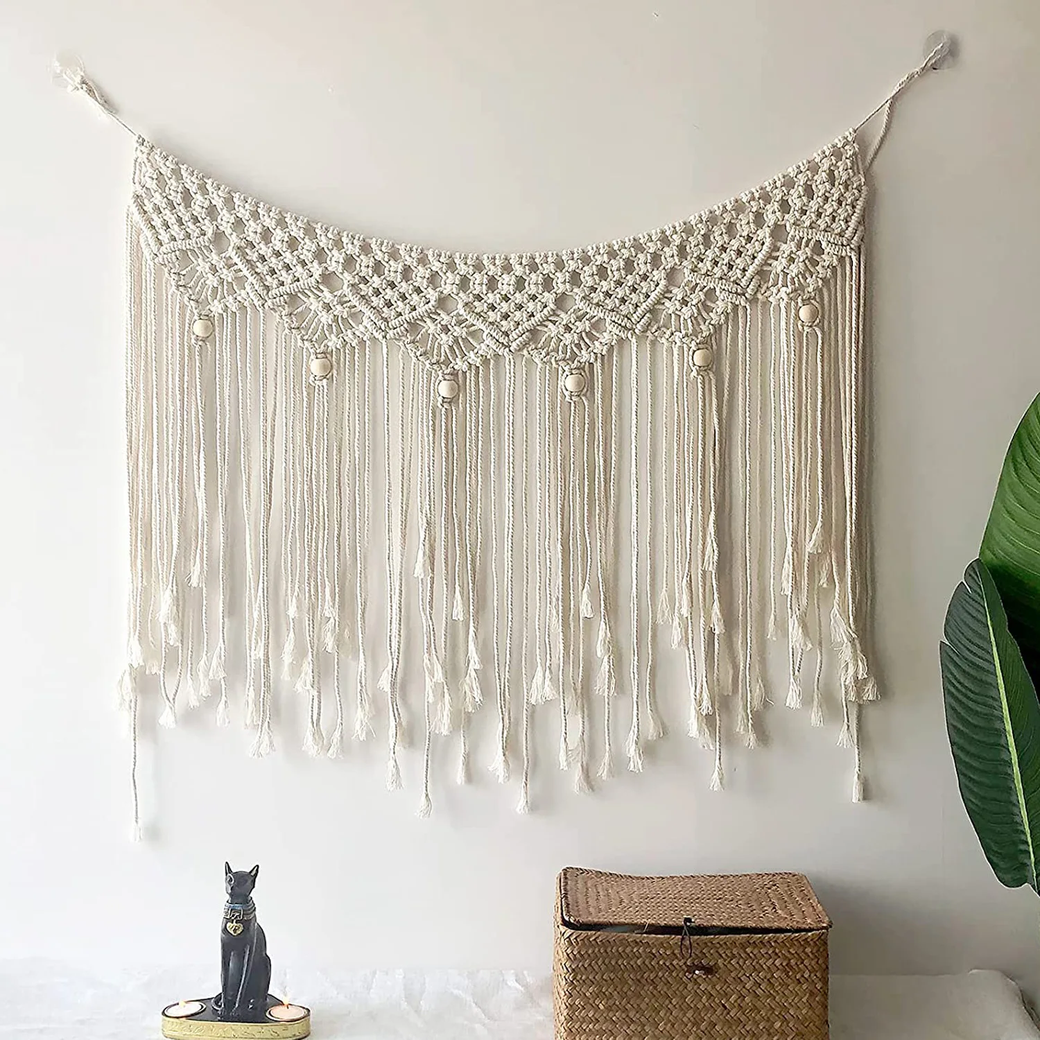 Nordic Hand-woven Cotton Rope Tapestry, Bohemian Home Wall Decoration, Wedding Background Decoration, Wall Decoration
