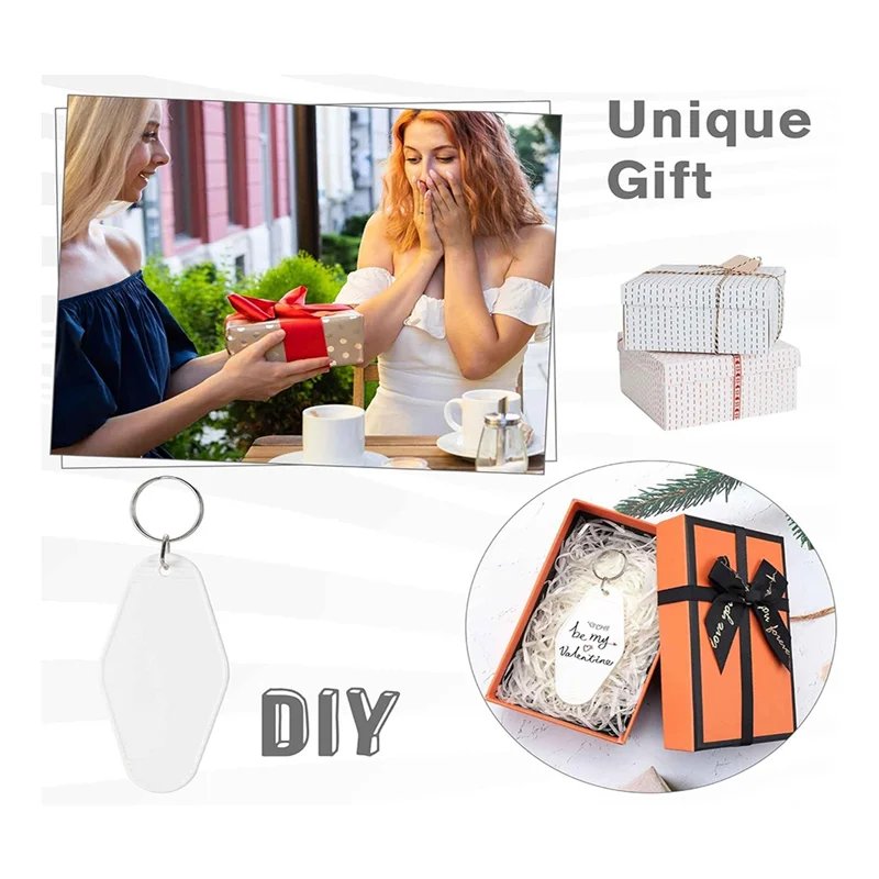 

Durable 50Pcs Blank Motel Keychain Bulk With Key Rings,Hotel Keychains Key Tag For Vinyl DIY Crafts Keychain And Luggage Tag