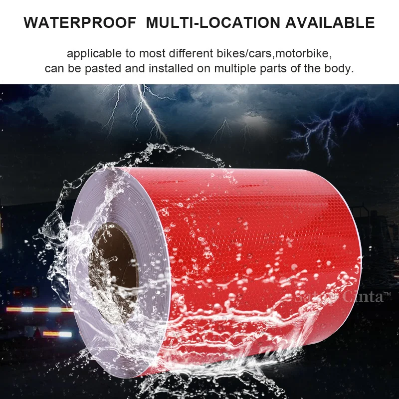 8inch*16FT Red Reflective Film High Visibility Customized PVC Reflector Sticker Waterproof Adhesive Tape For Vehicls Car Trailer