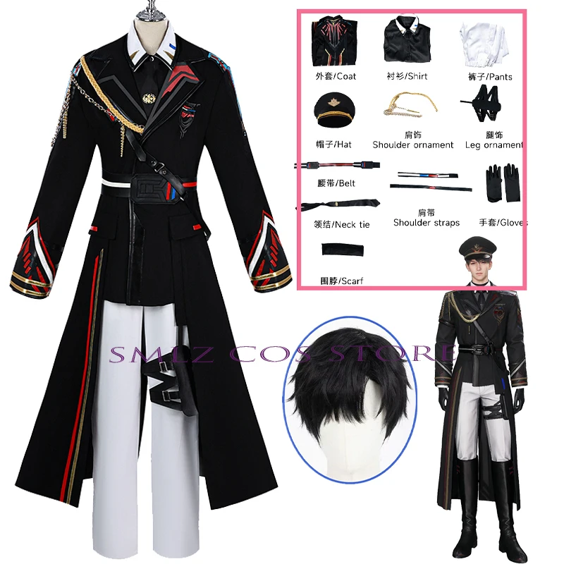 Caleb Cosplay Anime Love and Deepspace Costume executive officer Colonel Uniform Hat Suit Halloween Party for Women Men Outfit