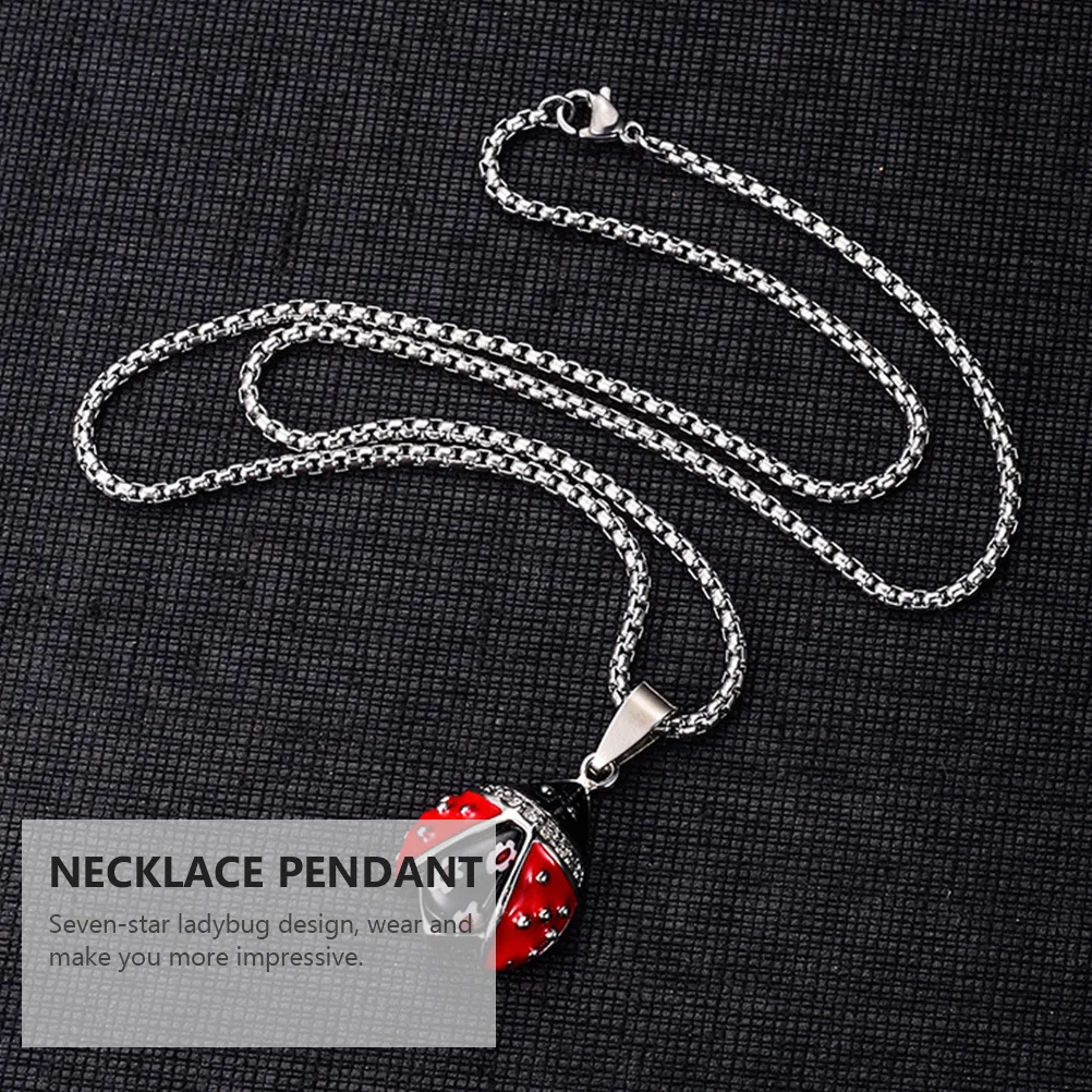 

1Pcs Ladybug Necklace Titanium Steel Pendant Punk Retro Style Party Travel Commemoration Gift Fashion Female Necklace