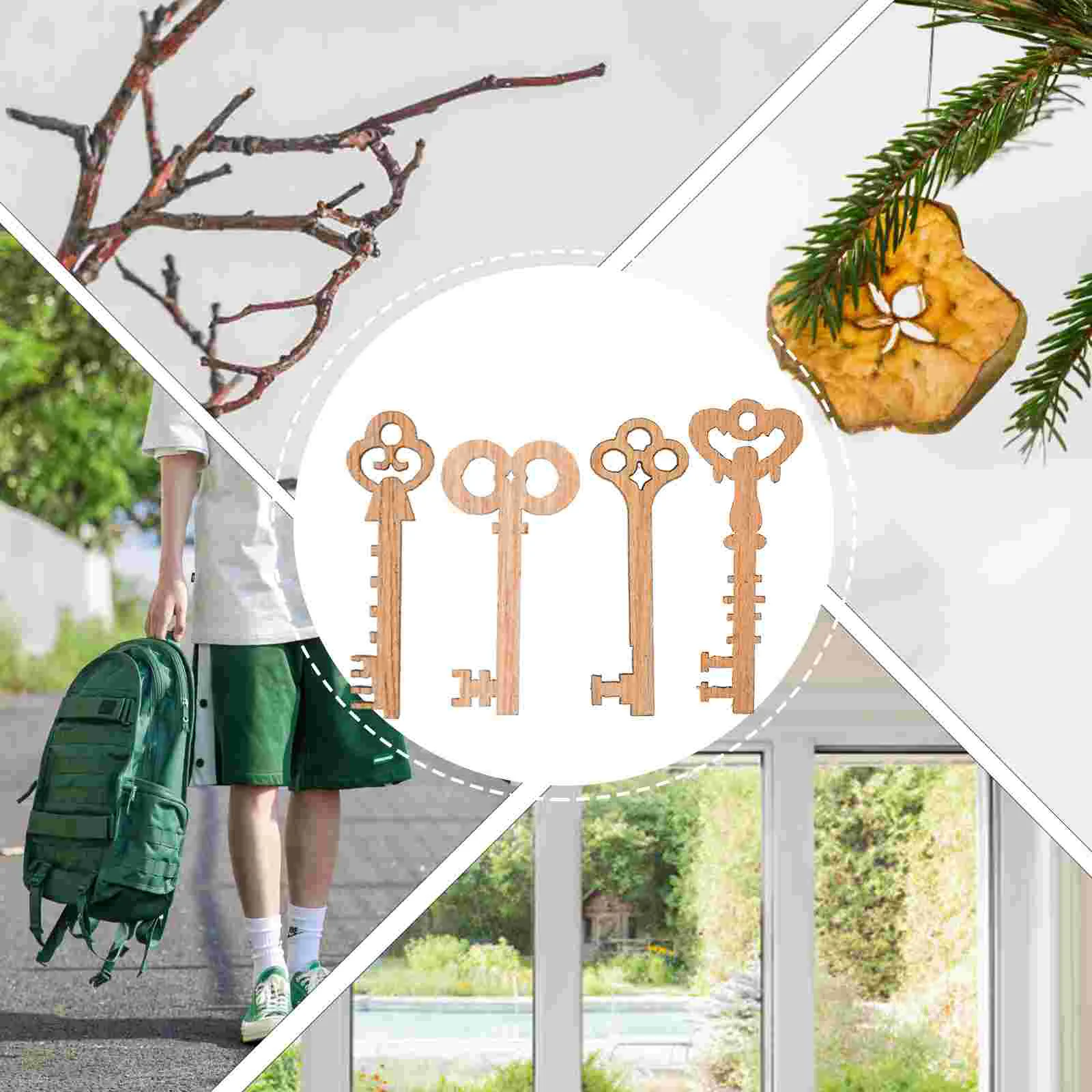 50 Pcs Blank Coins Christmas Ornament Key Fobs Decorative Keys Wood Handicraft Crafts Blanks Assortment Office