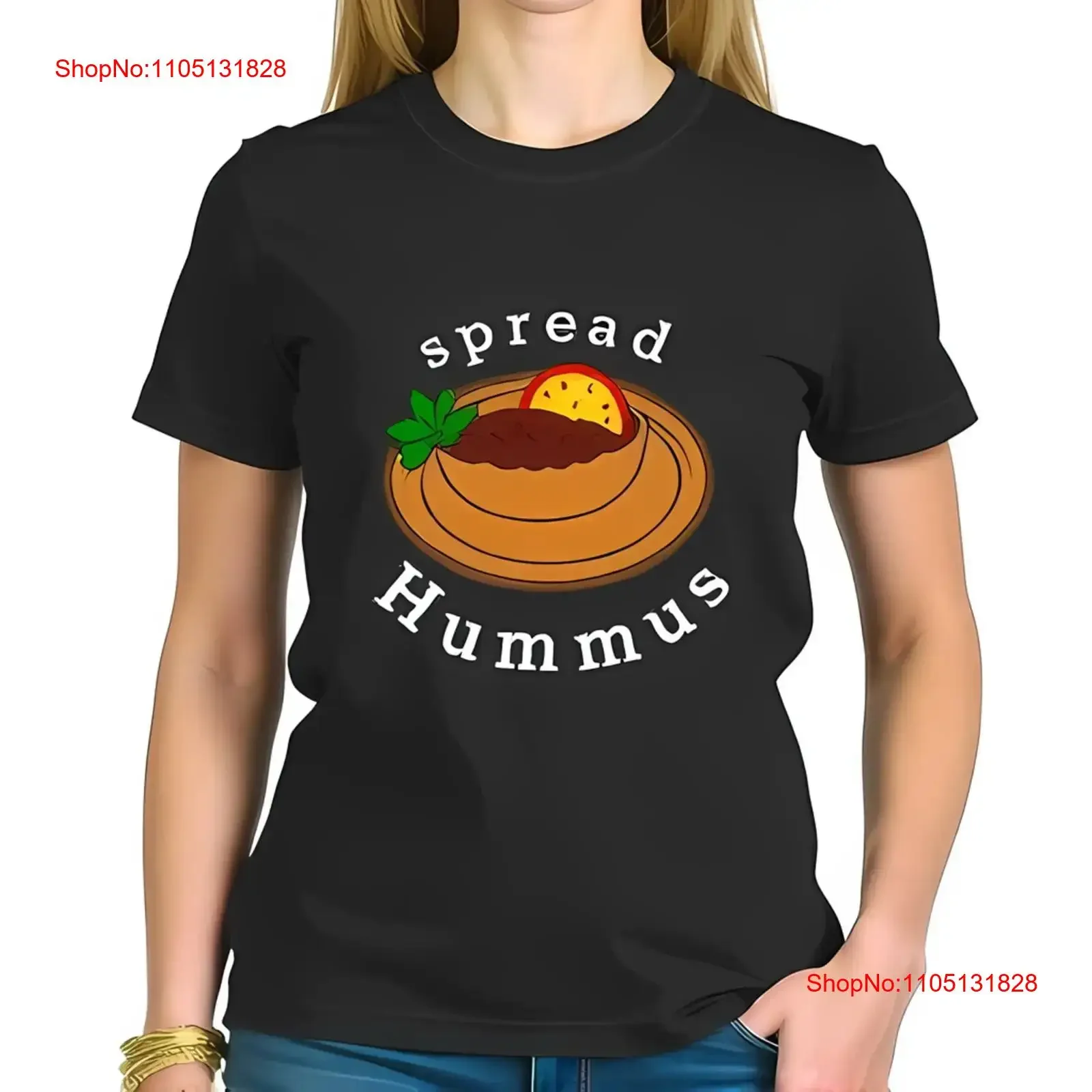 Camiseta de algodón juguetona con ilustración colorida de Hummus, ropa de calle lavada vintage, Unisex, estirada, ligeramente informal, suave