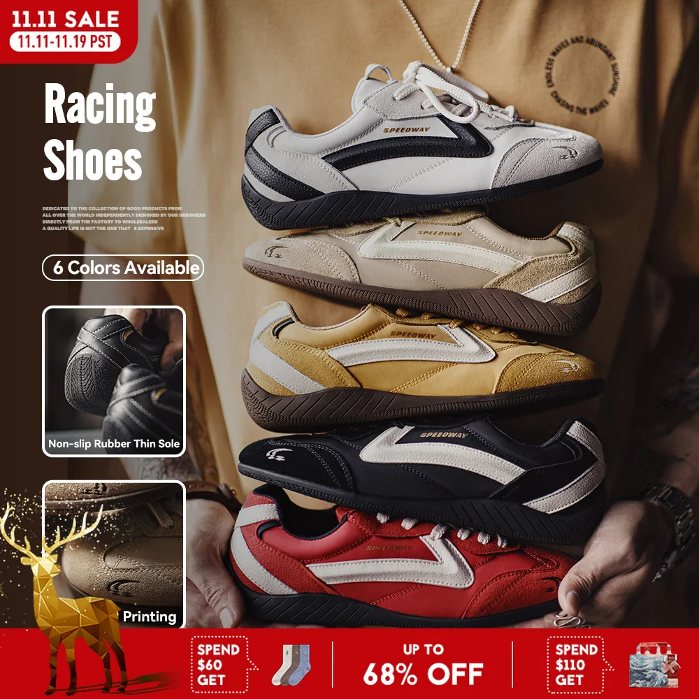 Maden Unisex Fall Vintage Patchwork Racing Shoes Breathable German Trainers Sneakers Thin Sole Casual Lace-Up Sport Winter Shoes