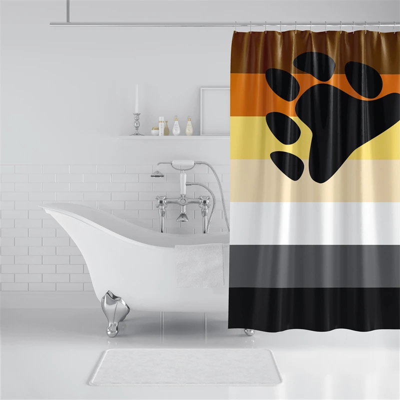 Aertemisi International Bear Brotherhood Flag Pride Rainbow LGBT Shower Curtain Set with Grommets and Hooks for Bathroom Decor