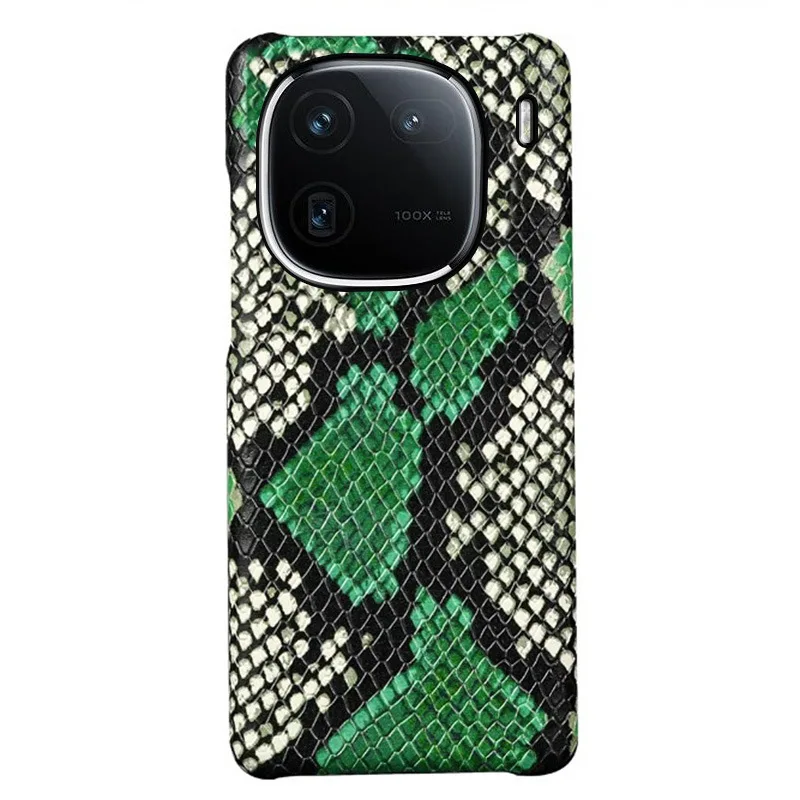 iQOO 12 mobile phone shell cowhide python skin pattern half pack iqoo12Pro leather protective case