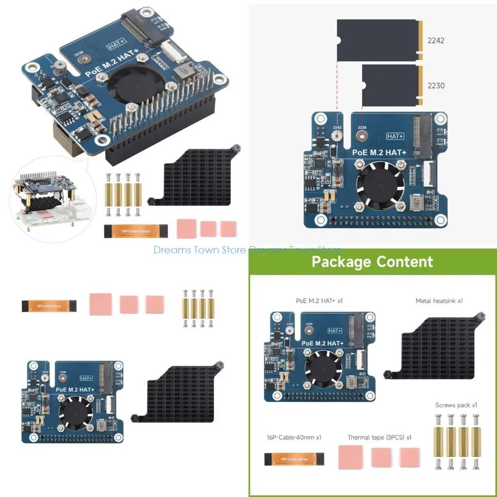 

HX6A PCIe to M.2 Adapter with PoE HAT for RPi 5 Power Over Ethernet Support IEEE802.3af/at Networking Standard NVMe