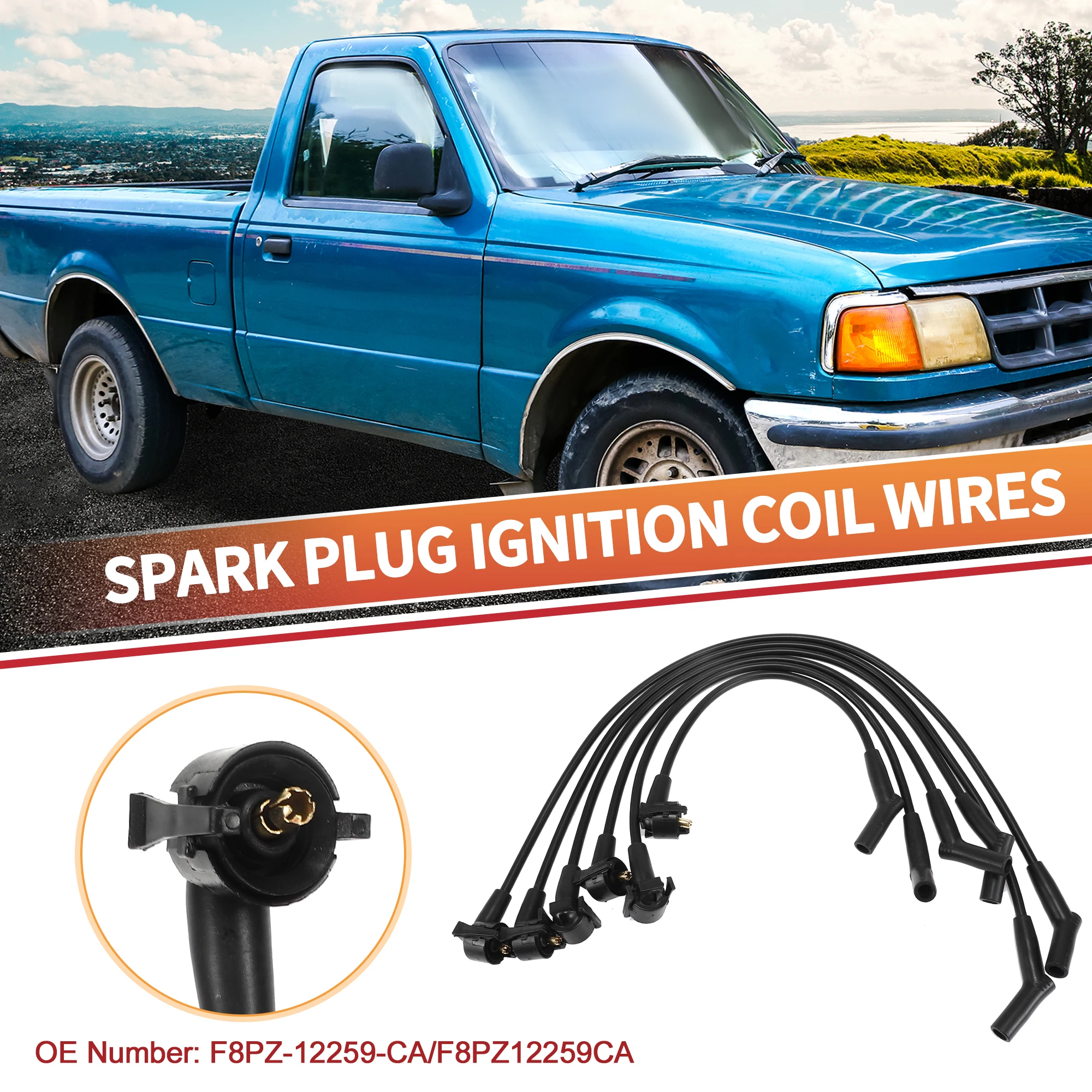 

UXCELL 6 Pcs Car Spark Plug Coil Wires Ignition Coil Harness Cable Fit for Ford for Ranger 1998-2000 V6 3.0L