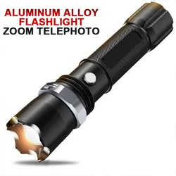 Flashlight Led Strong Light Rechargeable Outdoor Aluminum Alloy Rotating Focusing Ultra Bright Long Range Mini Portable Flash