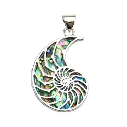 Real Seashell Spiral Conch Ammonoid Pendant Rainbow golden section rati Abalone Shell Charms Geometry Match